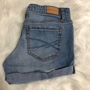 Aeropostale Shorts - Aeropostale Medium Wash Midi Distressed Shorts Aeropostale Shorts - Aeropostale Medium Wash Midi Distressed Shorts